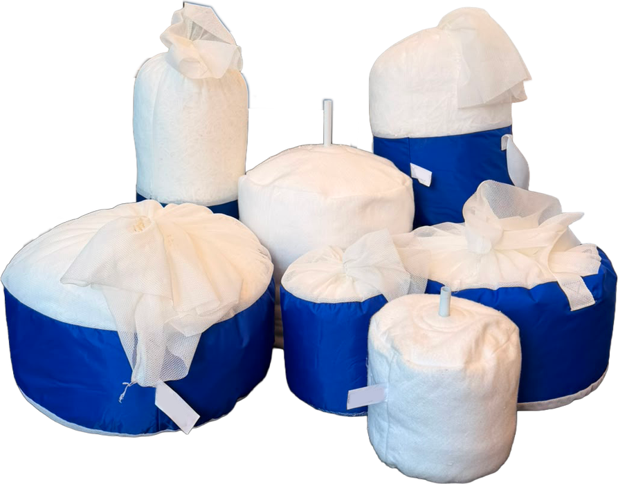 A range of Purotech third-party compatible service kits: filtration media bags and cartridges